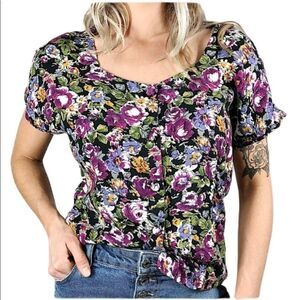 Vintage Via Max Floral button up blouse